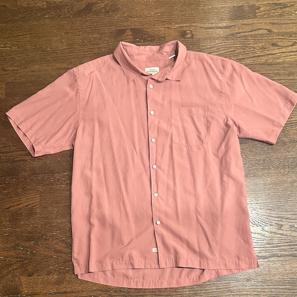 Quiksilver Men's Casual Pink Button Down Shirt